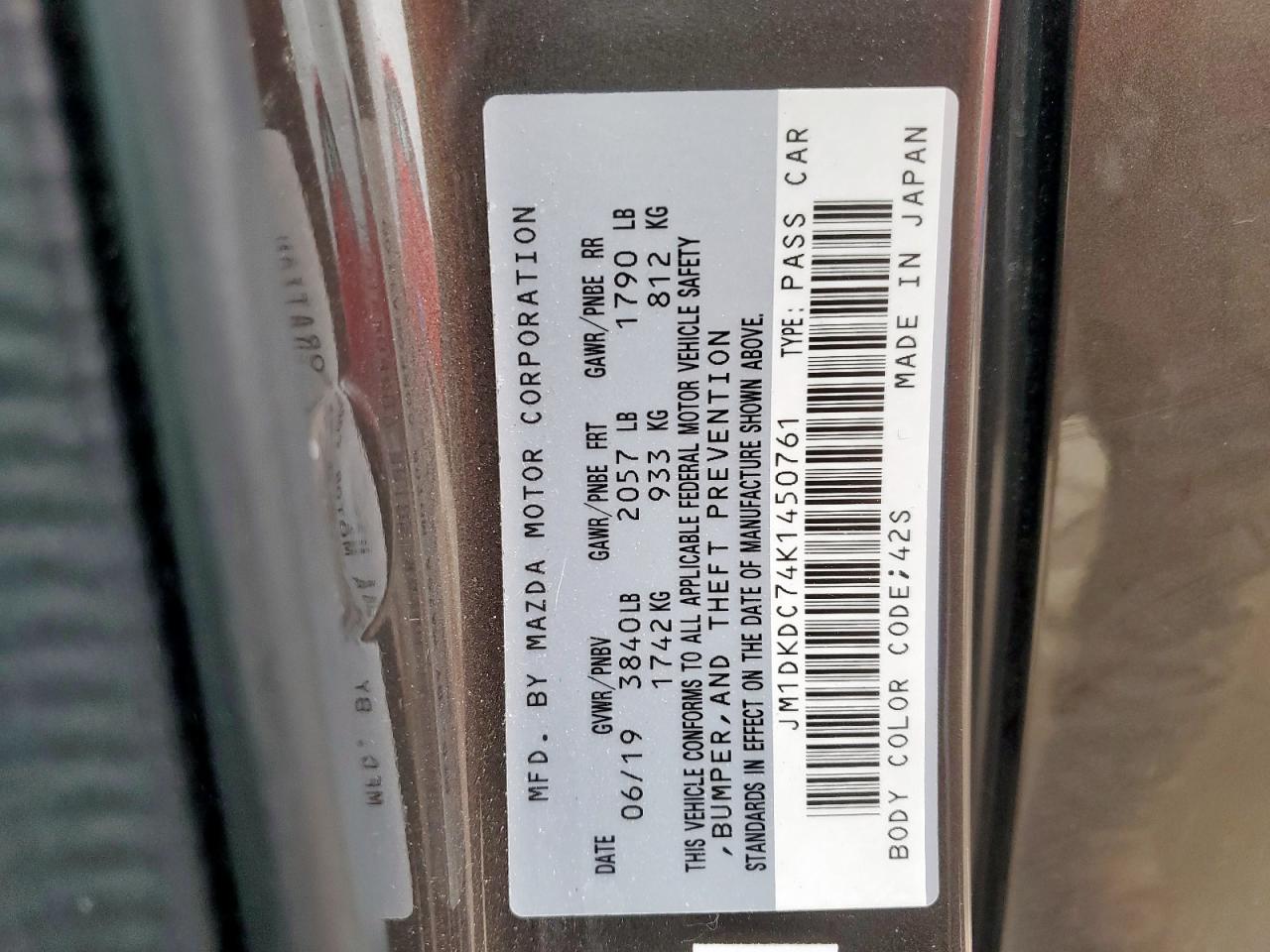 2019 Mazda Cx-3 Touring VIN: JM1DKDC74K1450761 Lot: 68694365