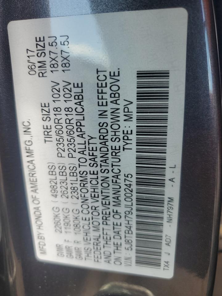 2018 Acura Rdx Advance VIN: 5J8TB4H79JL002475 Lot: 70254705