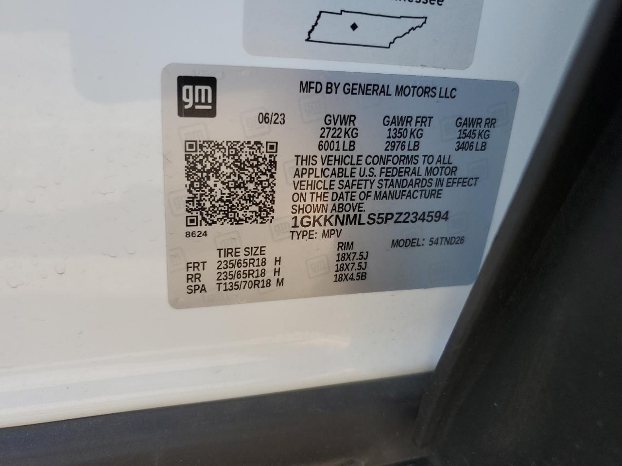 2023 GMC Acadia Slt VIN: 1GKKNMLS5PZ234594 Lot: 68928025