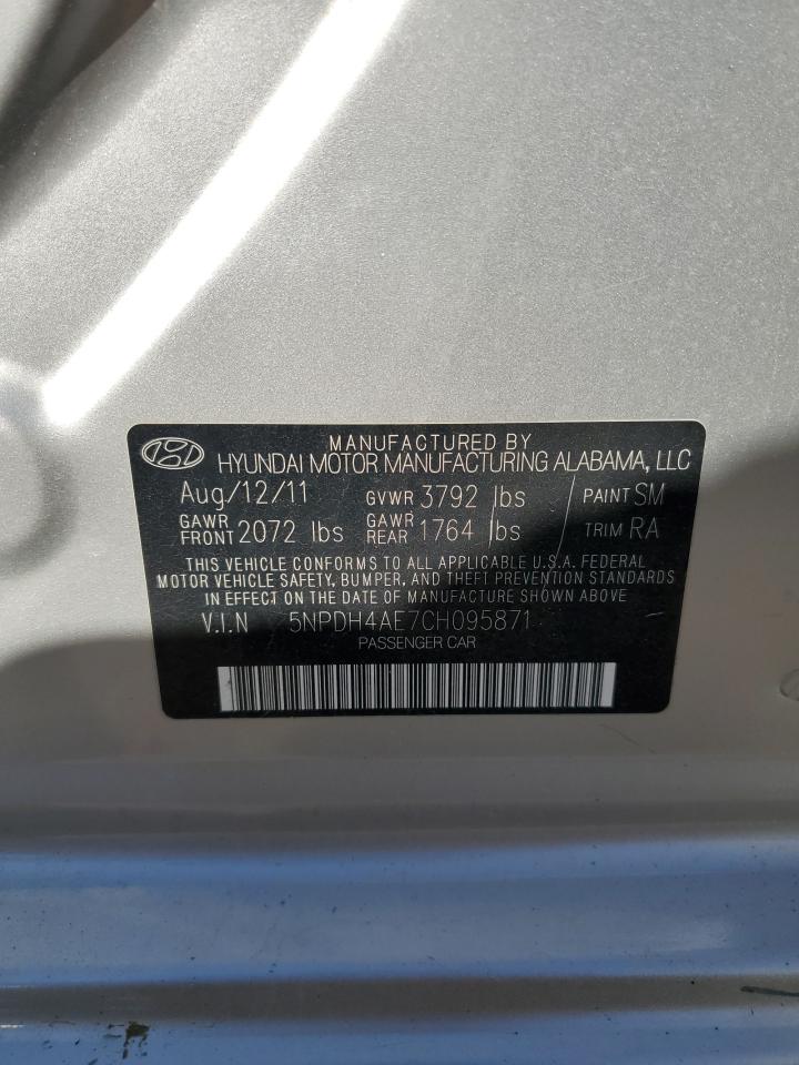 2012 Hyundai Elantra Gls VIN: 5NPDH4AE7CH095871 Lot: 70541645