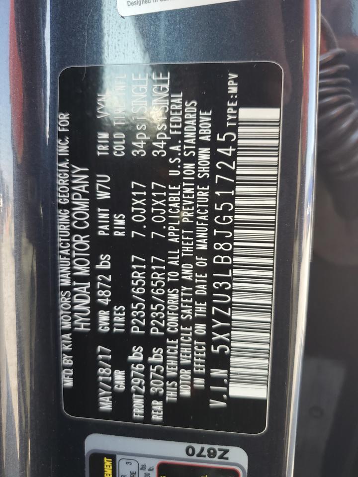 2018 Hyundai Santa Fe Sport VIN: 5XYZU3LB8JG517245 Lot: 68663515