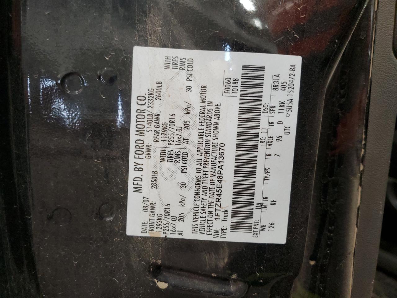 2008 Ford Ranger Super Cab VIN: 1FTZR45E48PA13670 Lot: 67529835