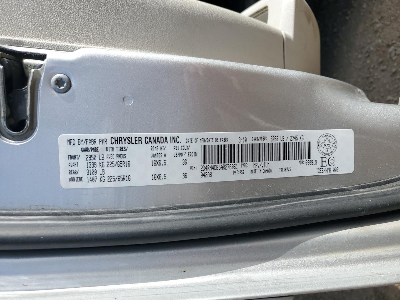 2010 Dodge Grand Caravan Se VIN: 2D4RN4DE5AR276061 Lot: 67552215