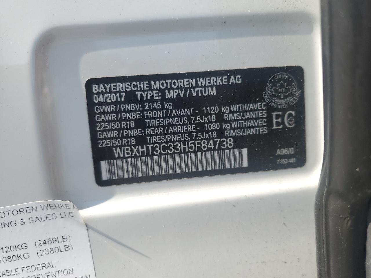 2017 BMW X1 xDrive28I VIN: WBXHT3C33H5F84738 Lot: 67719455