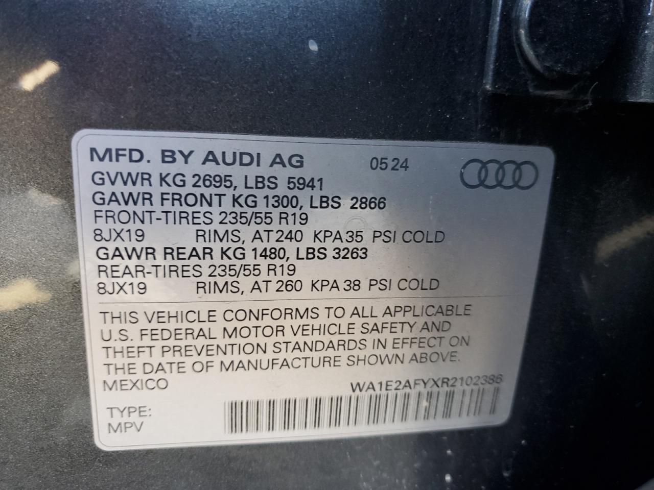 2024 Audi Q5 E Premium Plus 55 VIN: WA1E2AFYXR2102386 Lot: 68228515