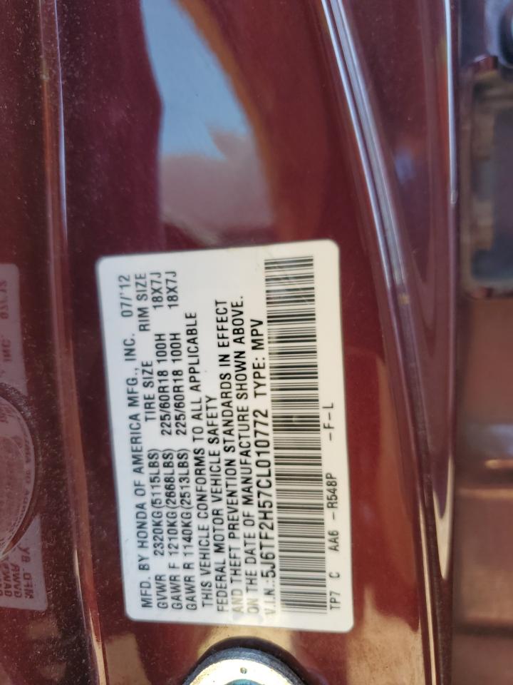 2012 Honda Crosstour Exl VIN: 5J6TF2H57CL010772 Lot: 69497345