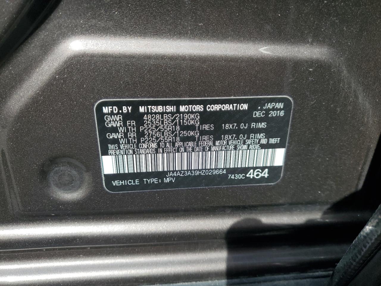 2017 Mitsubishi Outlander Se VIN: JA4AZ3A39HZ029664 Lot: 70733445