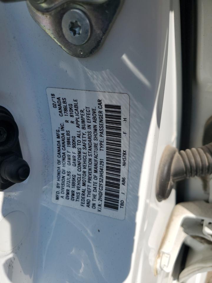 2018 Honda Civic Lx VIN: 2HGFC2F52JH541291 Lot: 70127545