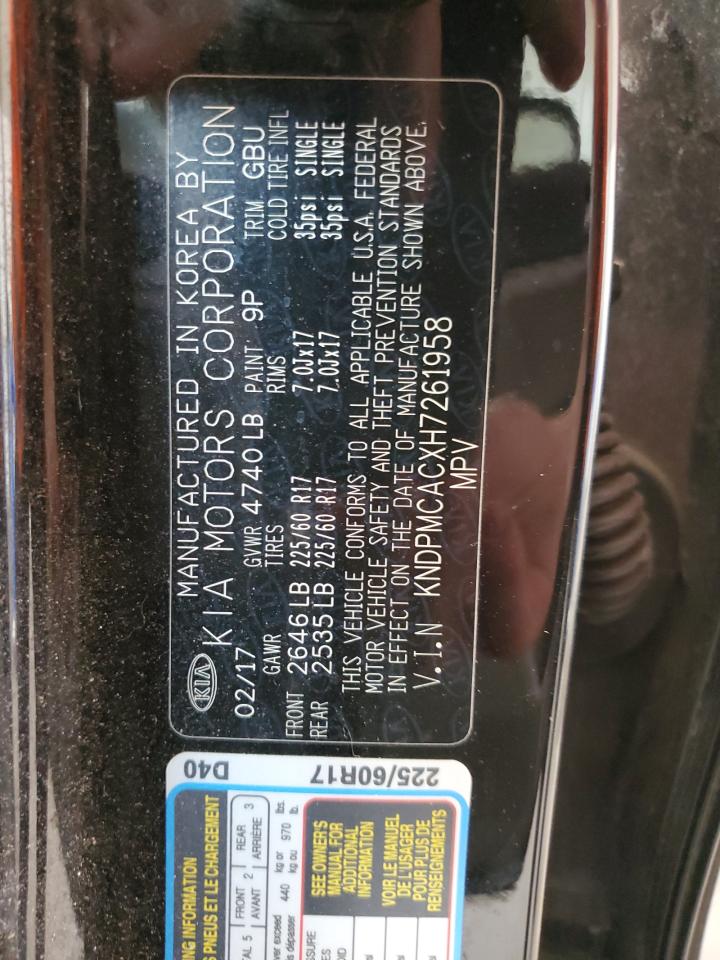 2017 Kia Sportage Lx VIN: KNDPMCACXH7261958 Lot: 67842925