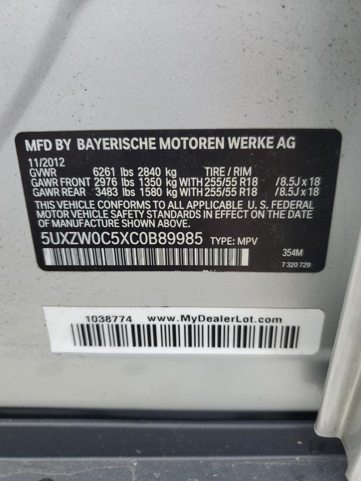 2012 BMW X5 xDrive35D VIN: 5UXZW0C5XC0B89985 Lot: 70550285