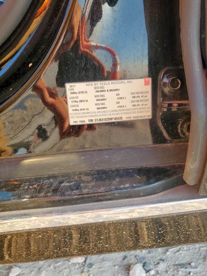 2017 Tesla Model S VIN: 5YJSA1E20HF185430 Lot: 70451535