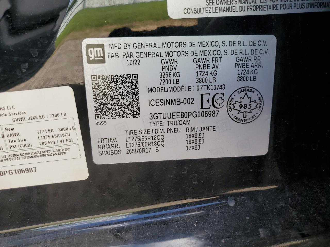 2023 GMC Sierra K1500 At4 VIN: 3GTUUEE80PG106987 Lot: 70275325