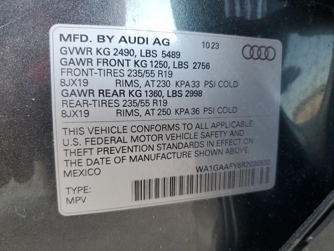 2024 Audi Q5 Premium 45 VIN: WA1GAAFY6R2036530 Lot: 69068275