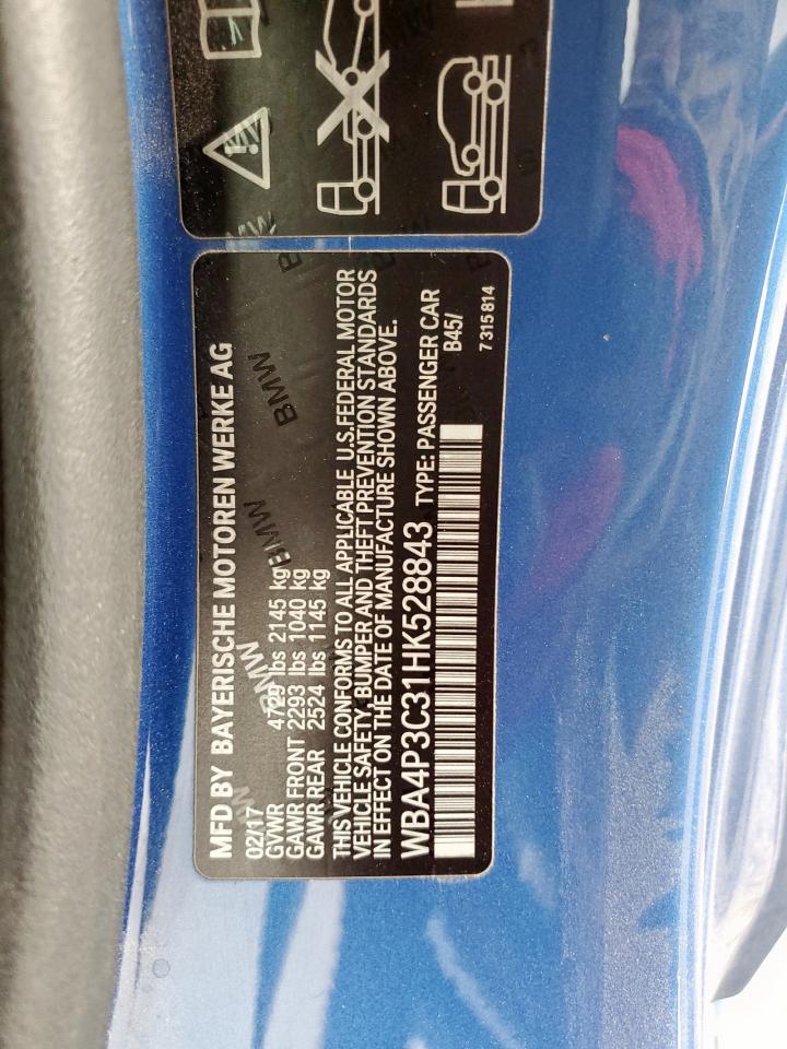 2017 BMW 440Xi VIN: WBA4P3C31HK528843 Lot: 67298675