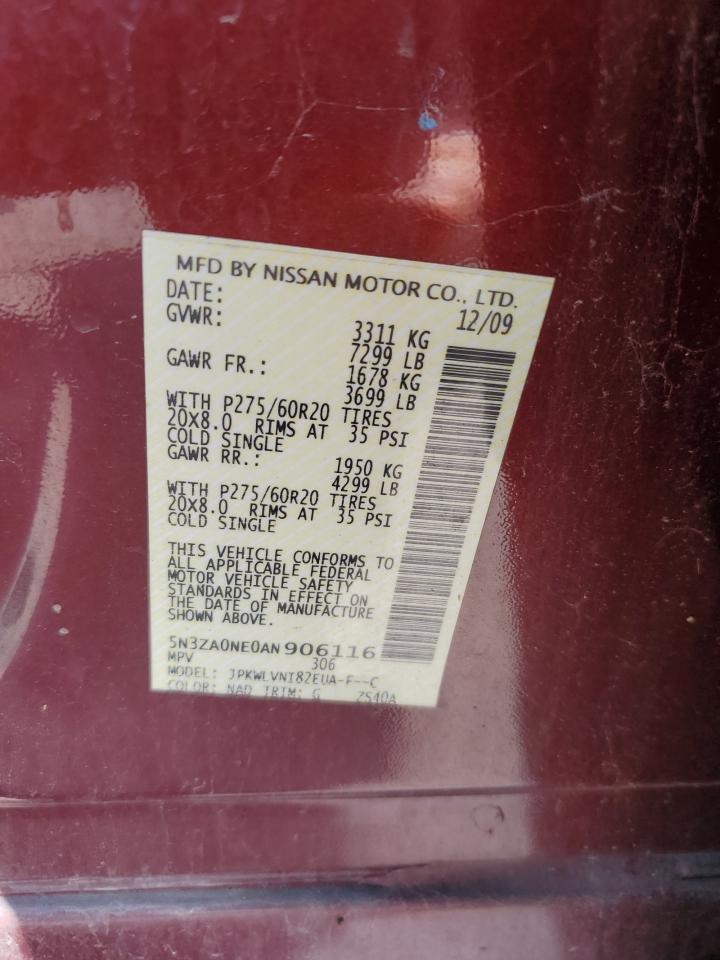 2010 Infiniti Qx56 VIN: 5N3ZA0NE0AN906116 Lot: 68017085