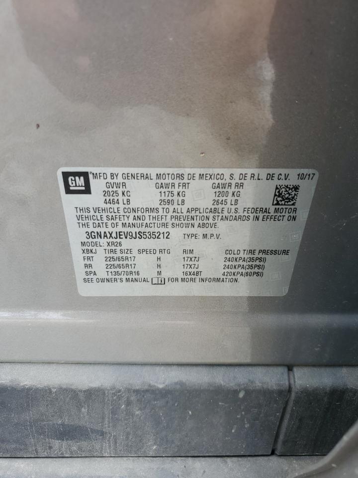 2018 Chevrolet Equinox Lt VIN: 3GNAXJEV9JS535212 Lot: 69360695