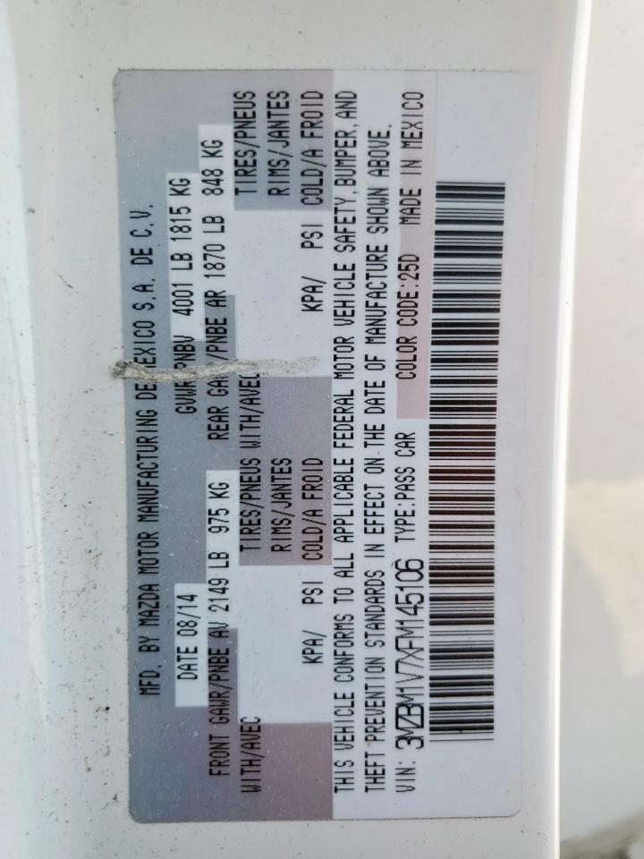 2015 Mazda 3 Touring VIN: 3MZBM1V7XFM145106 Lot: 69786775