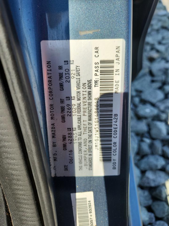 2016 Mazda 6 Grand Touring VIN: JM1GJ1W51G1486648 Lot: 69222235