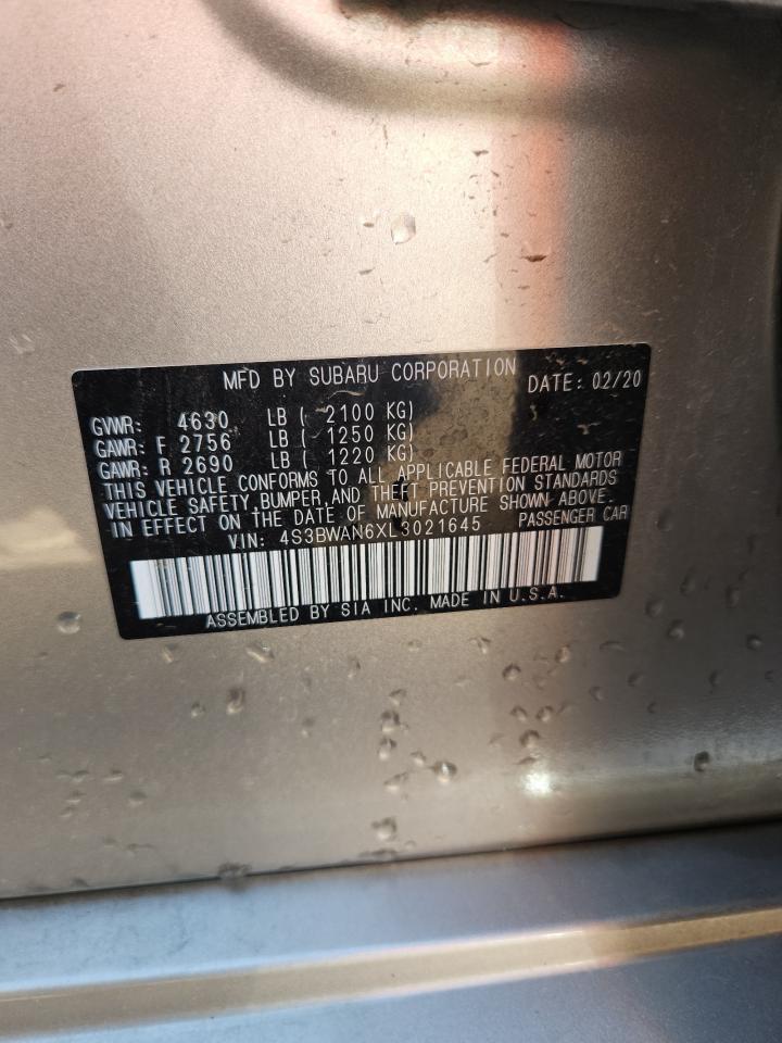 2020 Subaru Legacy Limited VIN: 4S3BWAN6XL3021645 Lot: 70186025