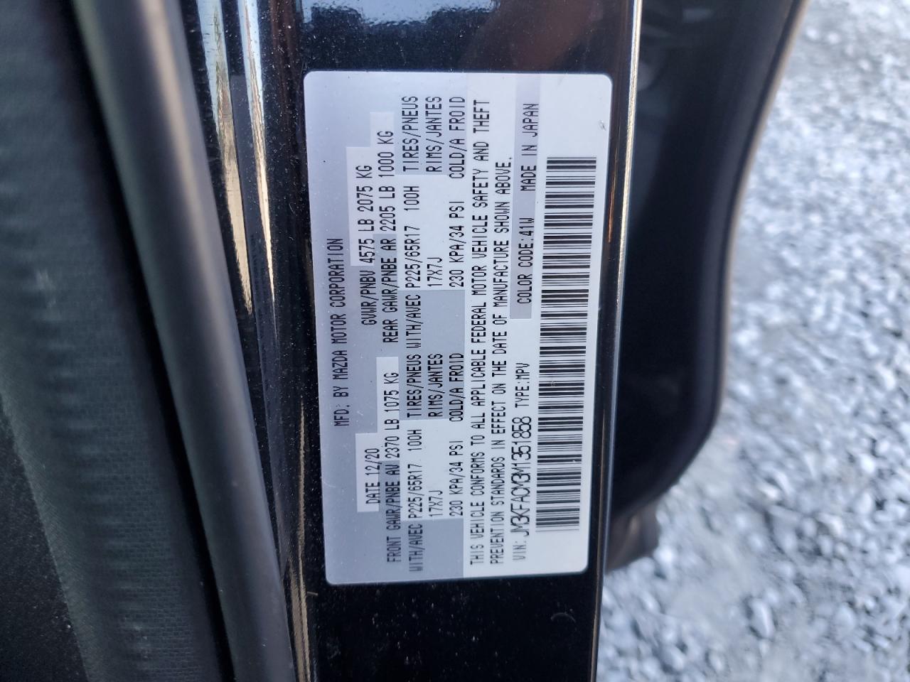 2021 Mazda Cx-5 Touring VIN: JM3KFACM3M1351858 Lot: 70878725