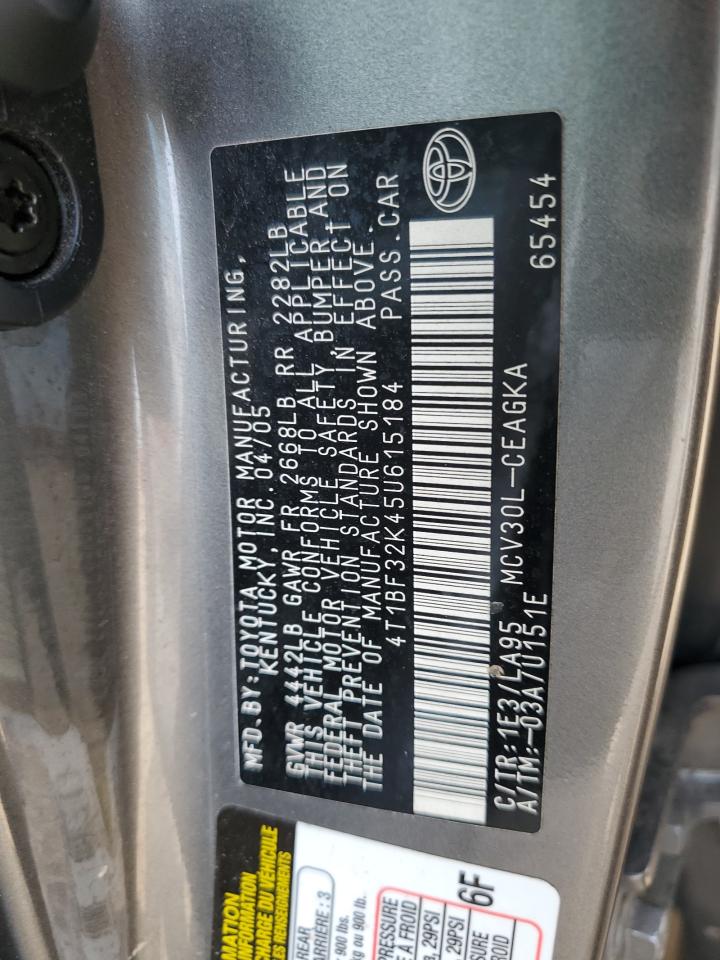 2005 Toyota Camry Le VIN: 4T1BF32K45U615184 Lot: 70672875