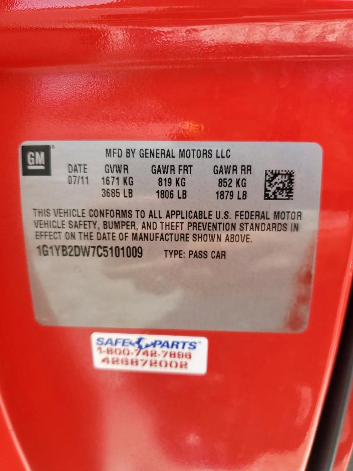 2012 Chevrolet Corvette VIN: 1G1YB2DW7C5101009 Lot: 69679015