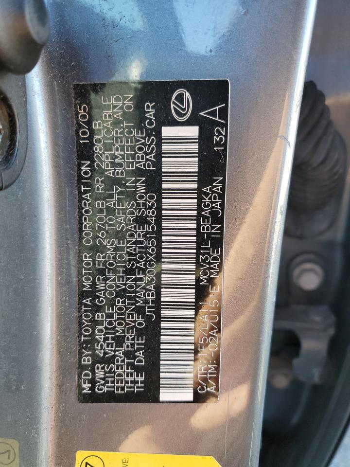 2006 Lexus Es 330 VIN: JTHBA30GX65154830 Lot: 70408775