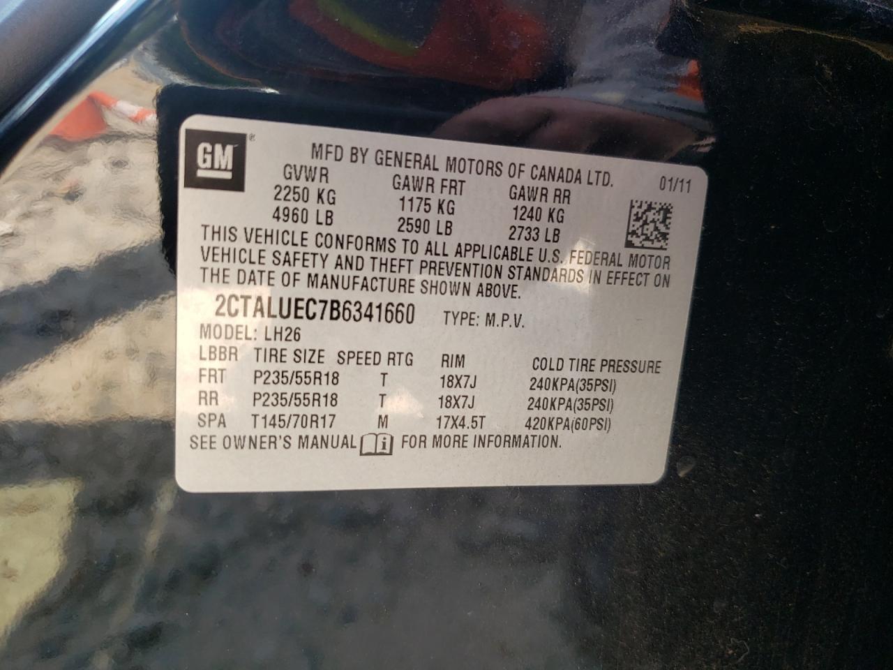 2011 GMC Terrain Slt VIN: 2CTALUEC7B6341660 Lot: 69007035