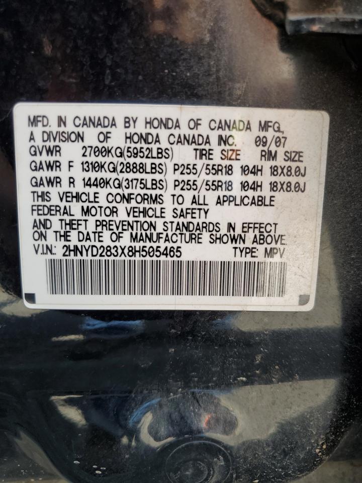 2008 Acura Mdx Technology VIN: 2HNYD283X8H505465 Lot: 70329695