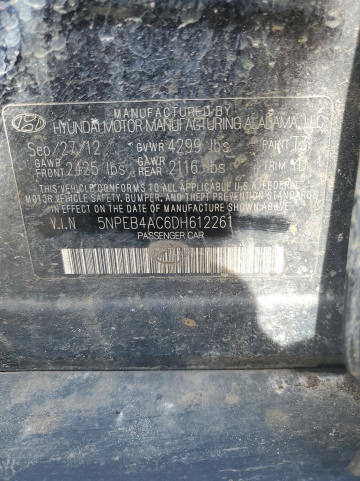 2013 Hyundai Sonata Gls VIN: 5NPEB4AC6DH612261 Lot: 67920595