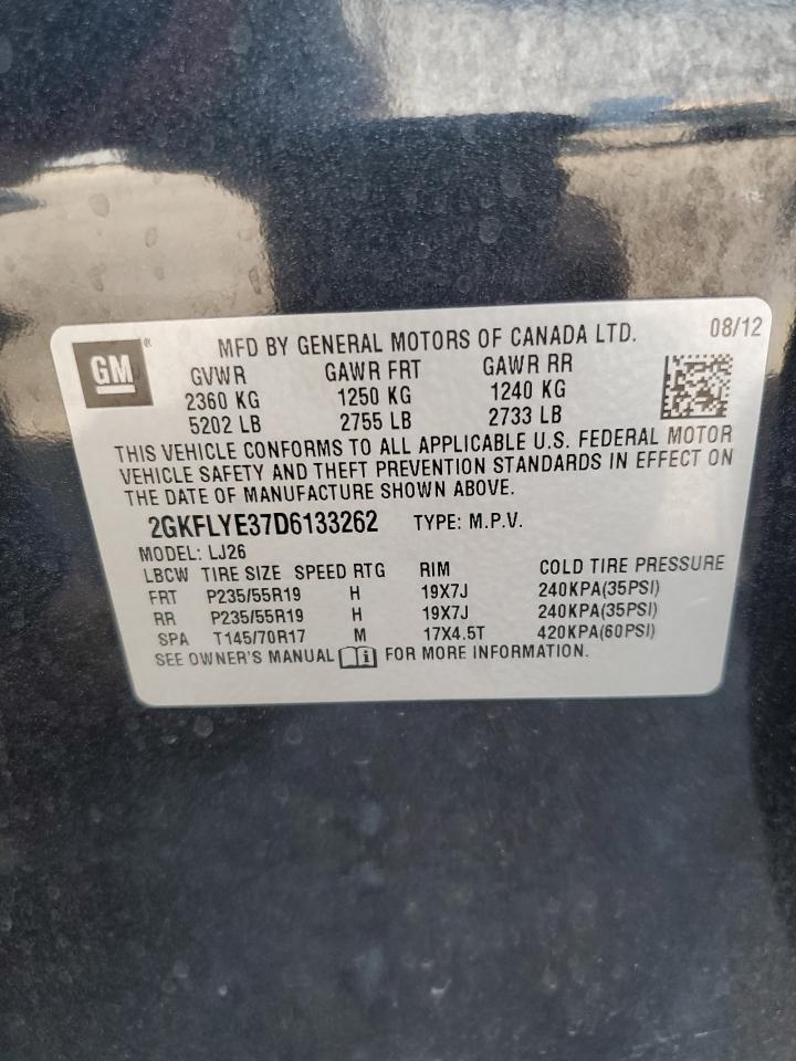 2013 GMC Terrain Denali VIN: 2GKFLYE37D6133262 Lot: 68907735