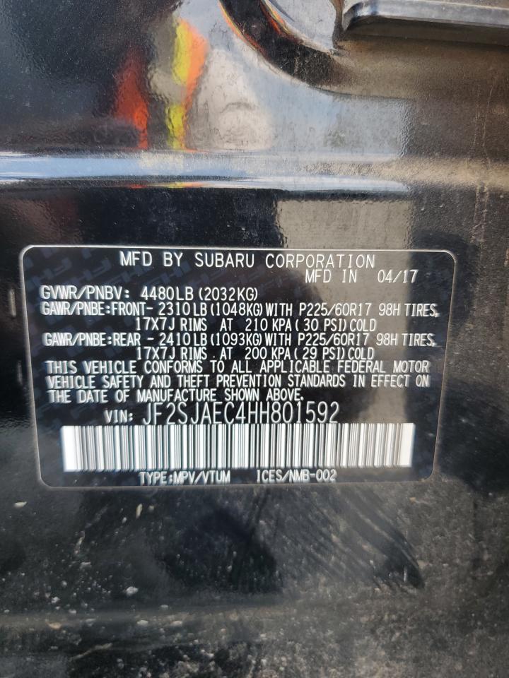 2017 Subaru Forester 2.5I Premium VIN: JF2SJAEC4HH801592 Lot: 70226785