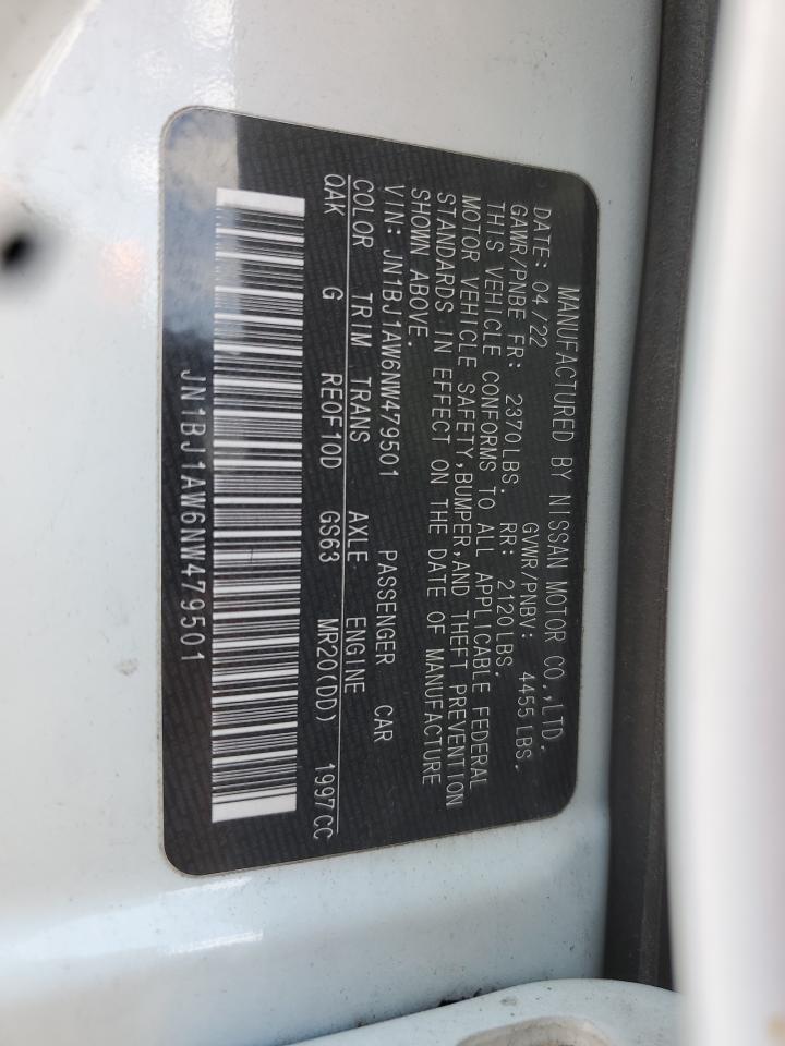 2022 Nissan Rogue Sport S VIN: JN1BJ1AW6NW479501 Lot: 70274395