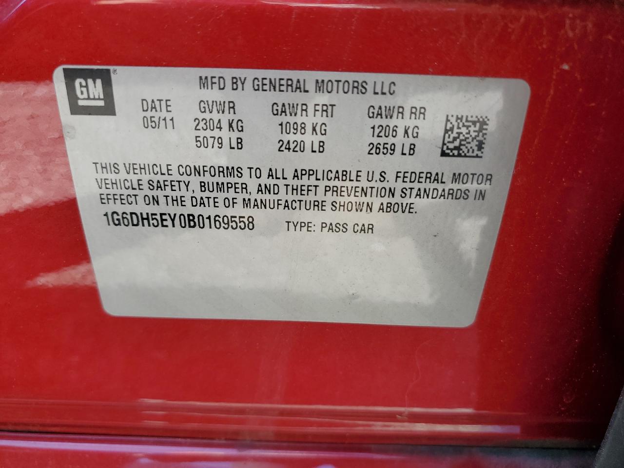 2011 Cadillac Cts Luxury Collection VIN: 1G6DH5EY0B0169558 Lot: 68471465