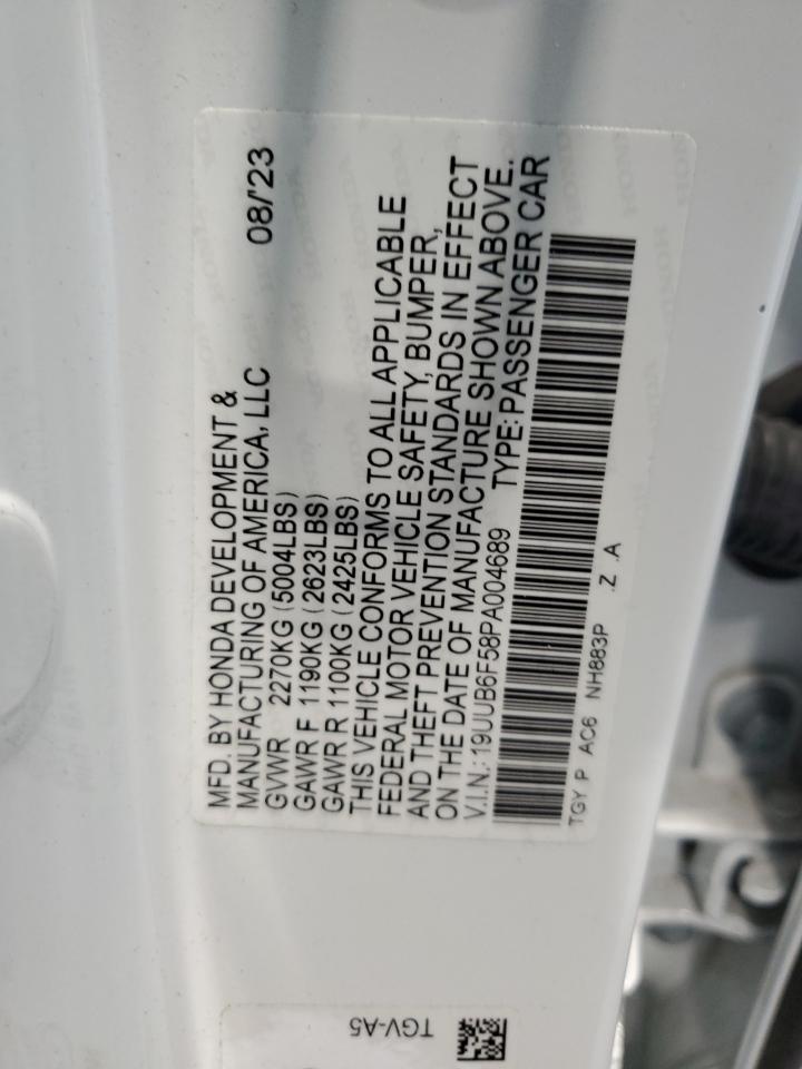 2023 Acura Tlx A-Spec VIN: 19UUB6F58PA004689 Lot: 70133965