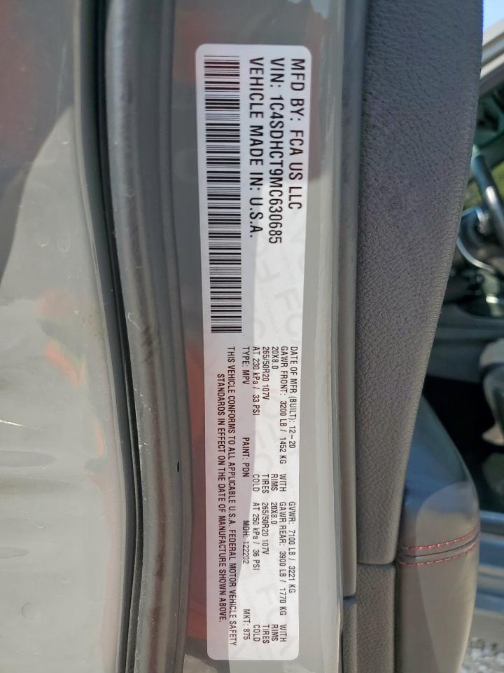 2021 Dodge Durango R/T VIN: 1C4SDHCT9MC630685 Lot: 70409725