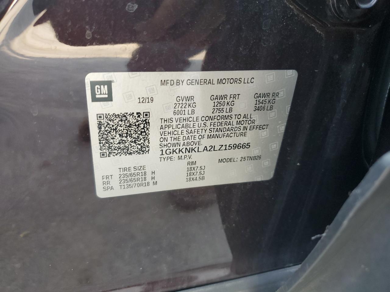 2020 GMC Acadia Sle VIN: 1GKKNKLA2LZ159665 Lot: 67045585