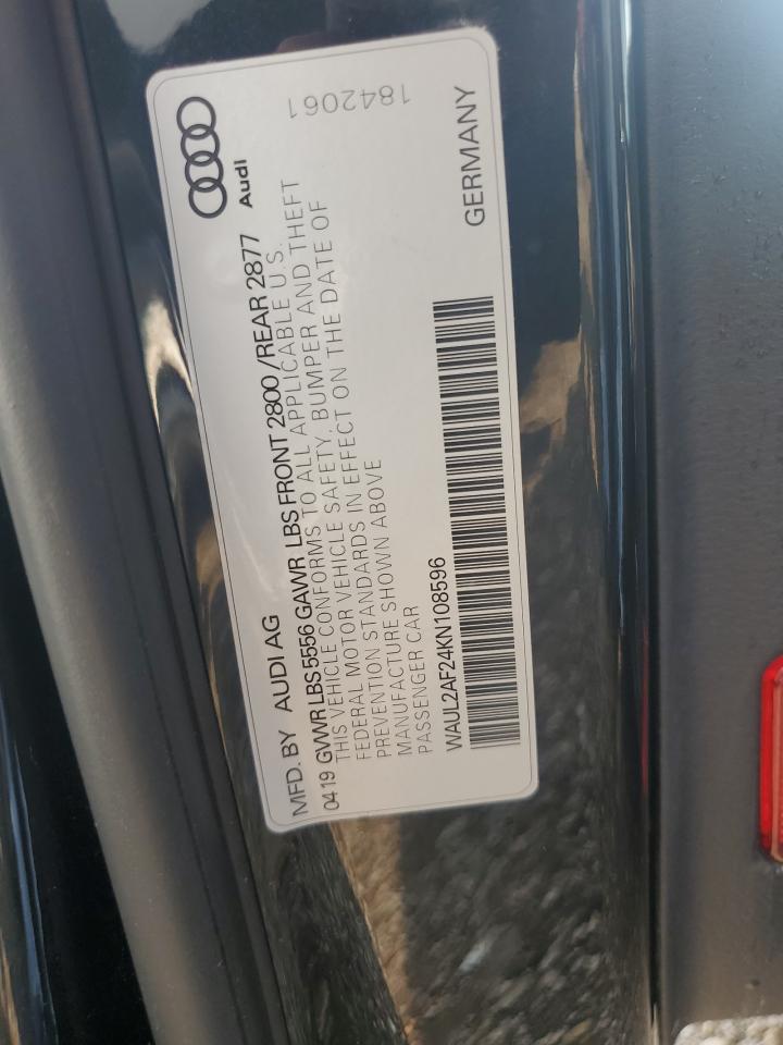 2019 Audi A6 Premium Plus VIN: WAUL2AF24KN108596 Lot: 68494935
