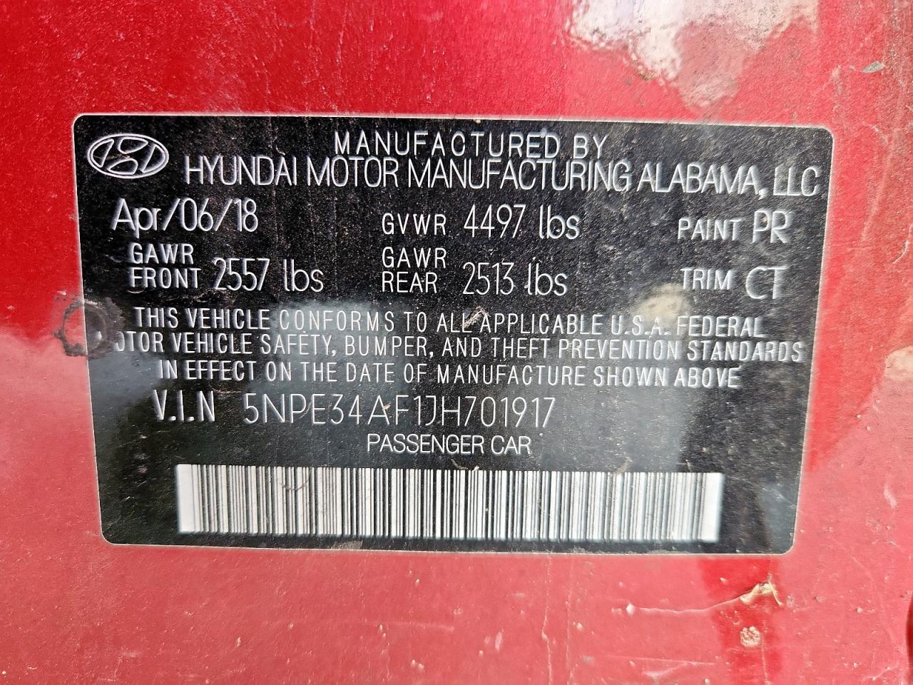 2018 Hyundai Sonata Sport VIN: 5NPE34AF1JH701917 Lot: 69967275