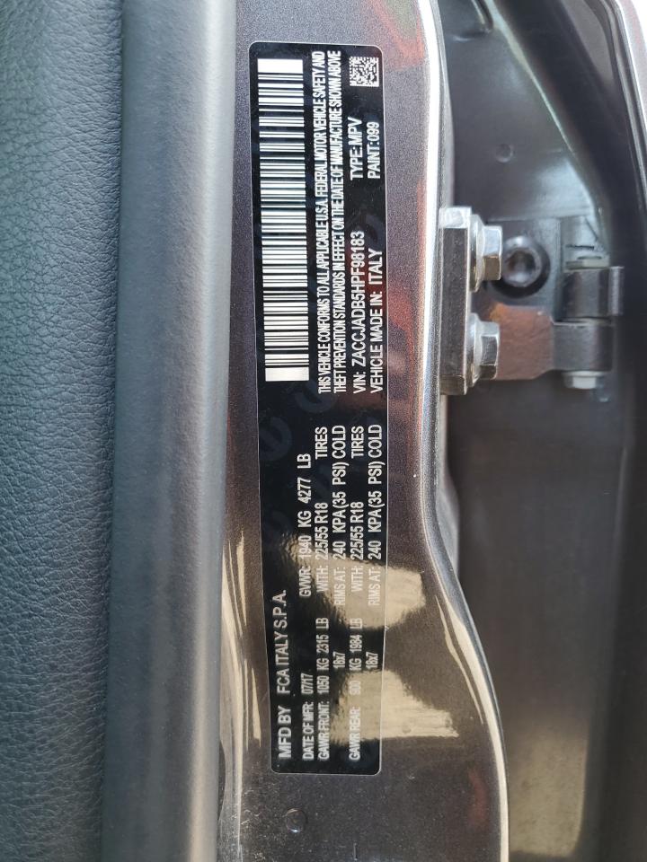 2017 Jeep Renegade Limited VIN: ZACCJADB5HPF98183 Lot: 69514125