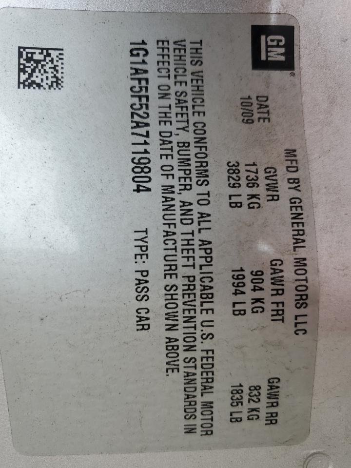 2010 Chevrolet Cobalt 2Lt VIN: 1G1AF5F52A7119804 Lot: 68826305