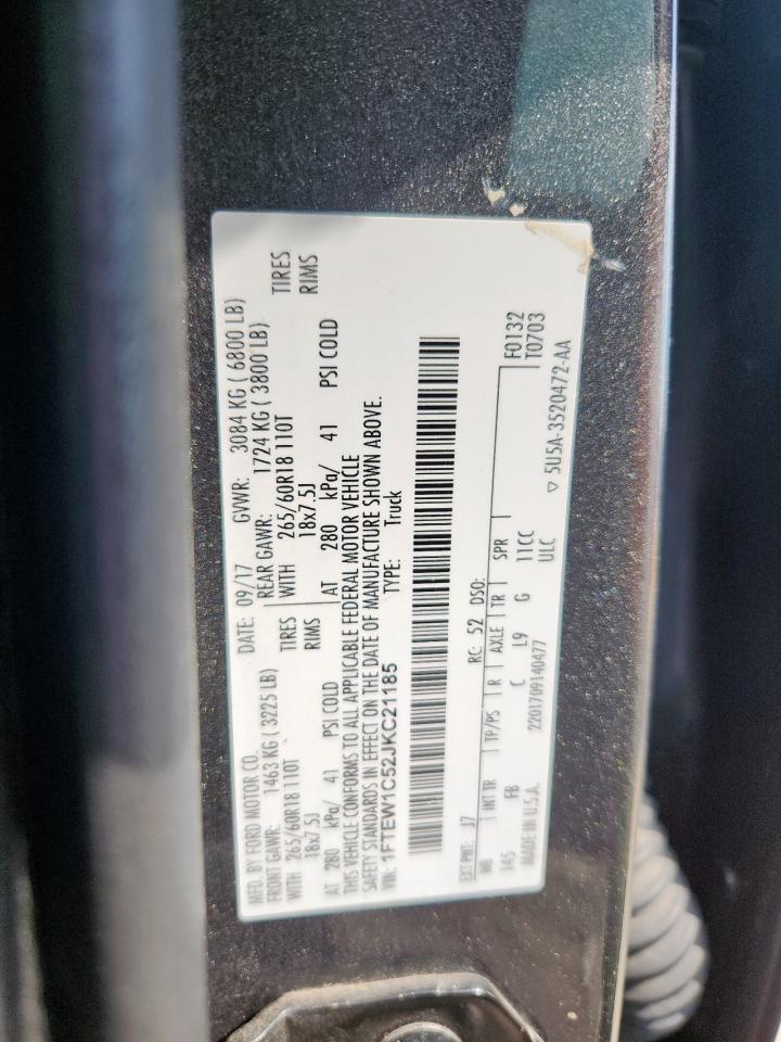 2018 Ford F150 Supercrew VIN: 1FTEW1C52JKC21185 Lot: 70034705