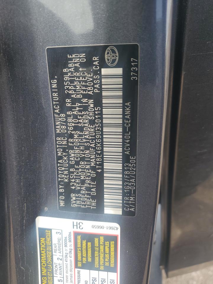 2009 Toyota Camry Base VIN: 4T1BE46K69U350115 Lot: 68016315