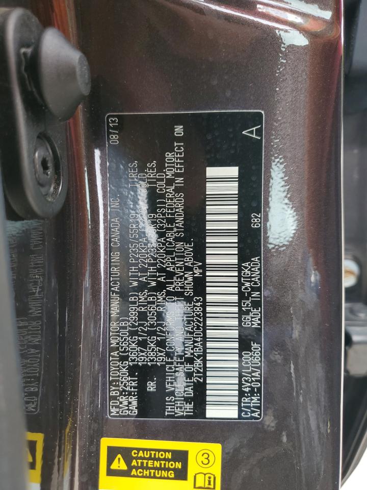 2013 Lexus Rx 350 Base VIN: 2T2BK1BA4DC223843 Lot: 69722785