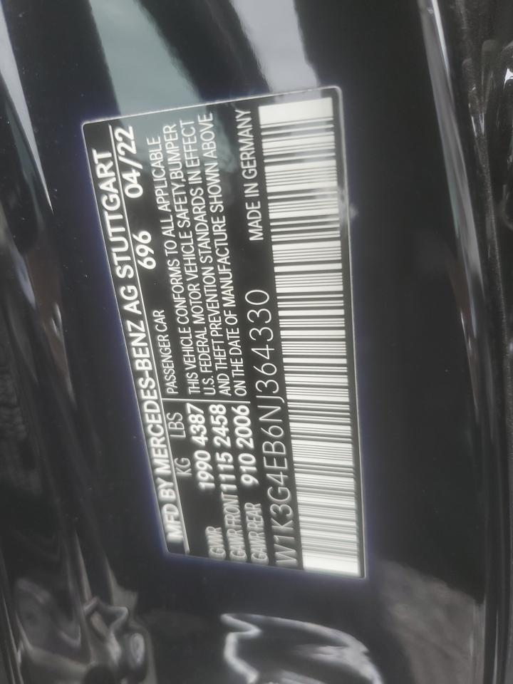 2022 Mercedes-Benz A 220 VIN: W1K3G4EB6NJ364330 Lot: 66814575