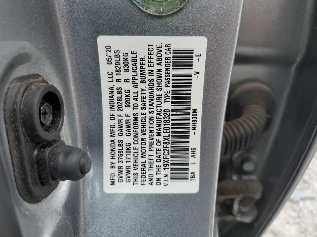 2020 Honda Civic Sport VIN: 19XFC2F8XLE018320 Lot: 69563395