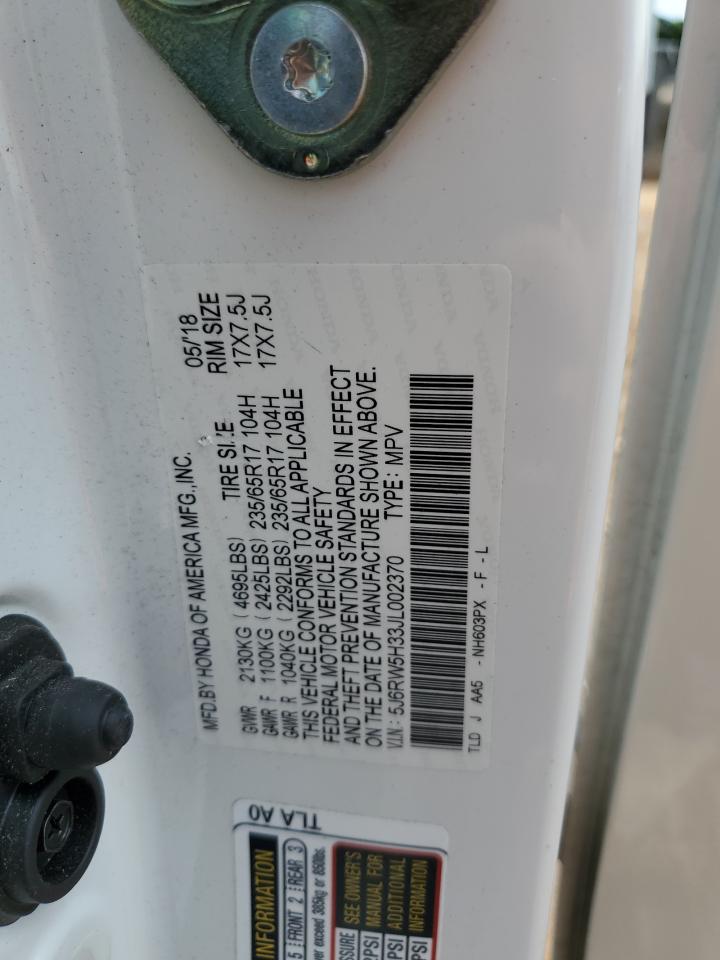 2018 Honda Cr-V Lx VIN: 5J6RW5H33JL002370 Lot: 68882825