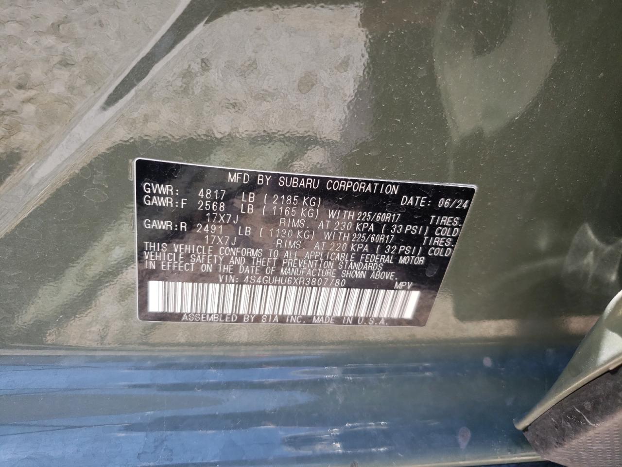 2024 Subaru Crosstrek Wilderness VIN: 4S4GUHU6XR3807780 Lot: 68347955