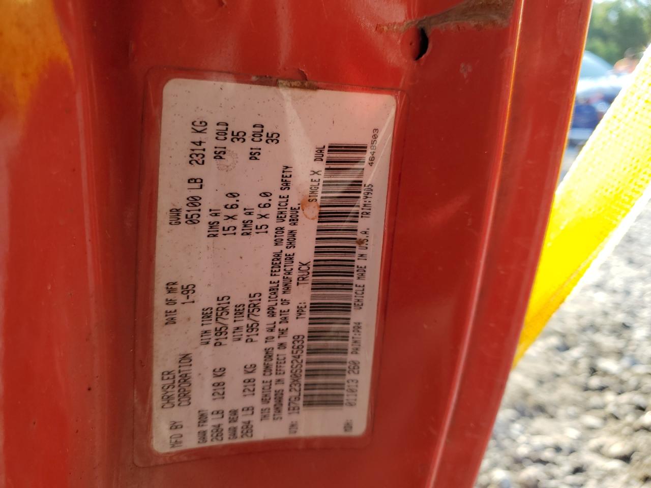 1995 Dodge Dakota VIN: 1B7GL23X0SS245639 Lot: 67300015