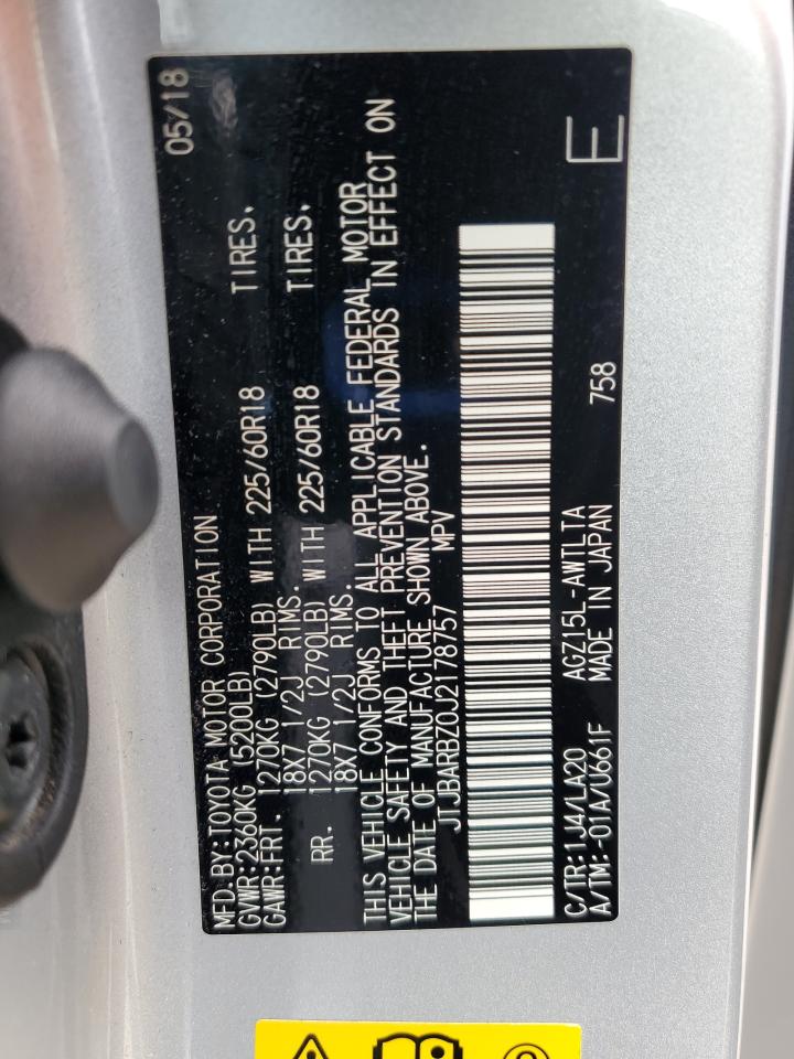 2018 Lexus Nx 300 Base VIN: JTJBARBZ0J2178757 Lot: 68297605